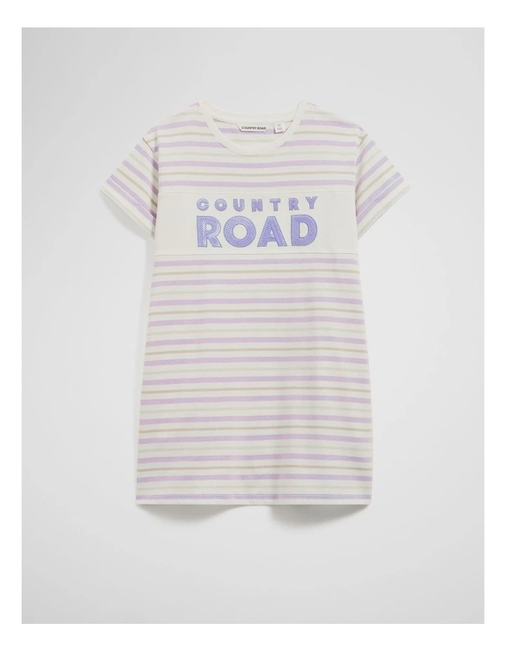 Organically Grown Cotton Logo T-Shirt Dress in Wisteria Stripe image 4