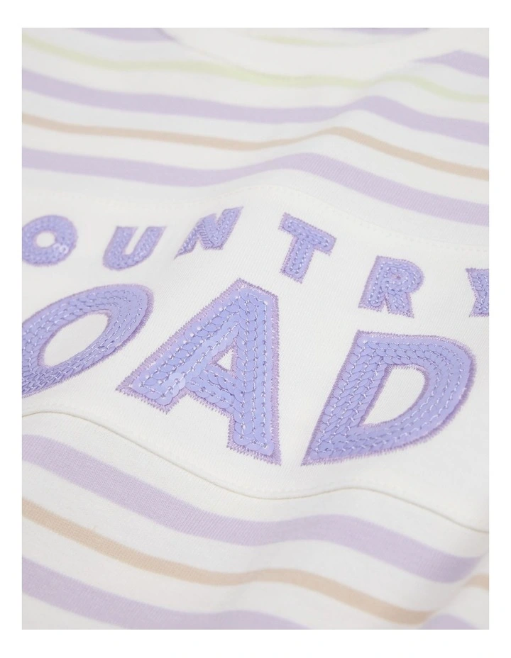 Organically Grown Cotton Logo T-Shirt Dress in Wisteria Stripe image 5