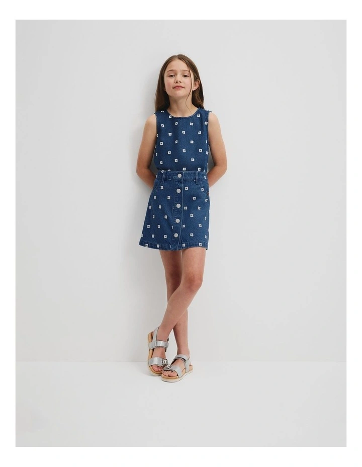 Geometric Denim Skirt in Indigo image 1