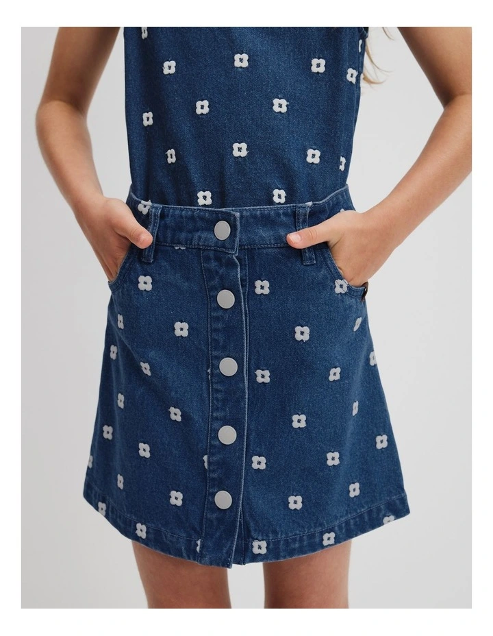Geometric Denim Skirt in Indigo image 2