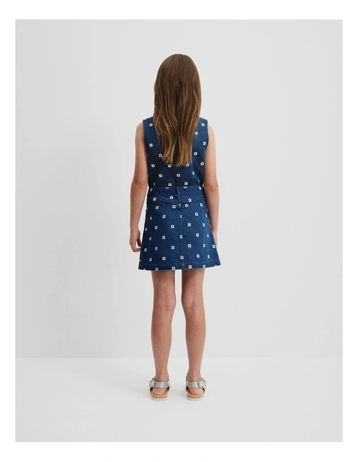 Geometric Denim Skirt in Indigo image 3