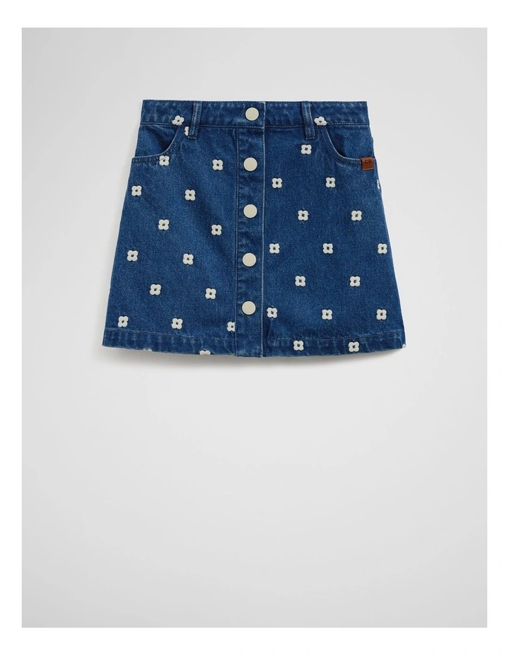 Geometric Denim Skirt in Indigo image 4