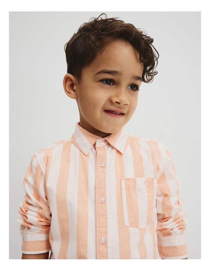 Organically Grown Cotton Blend Shirt in Papaya Stripe image 2