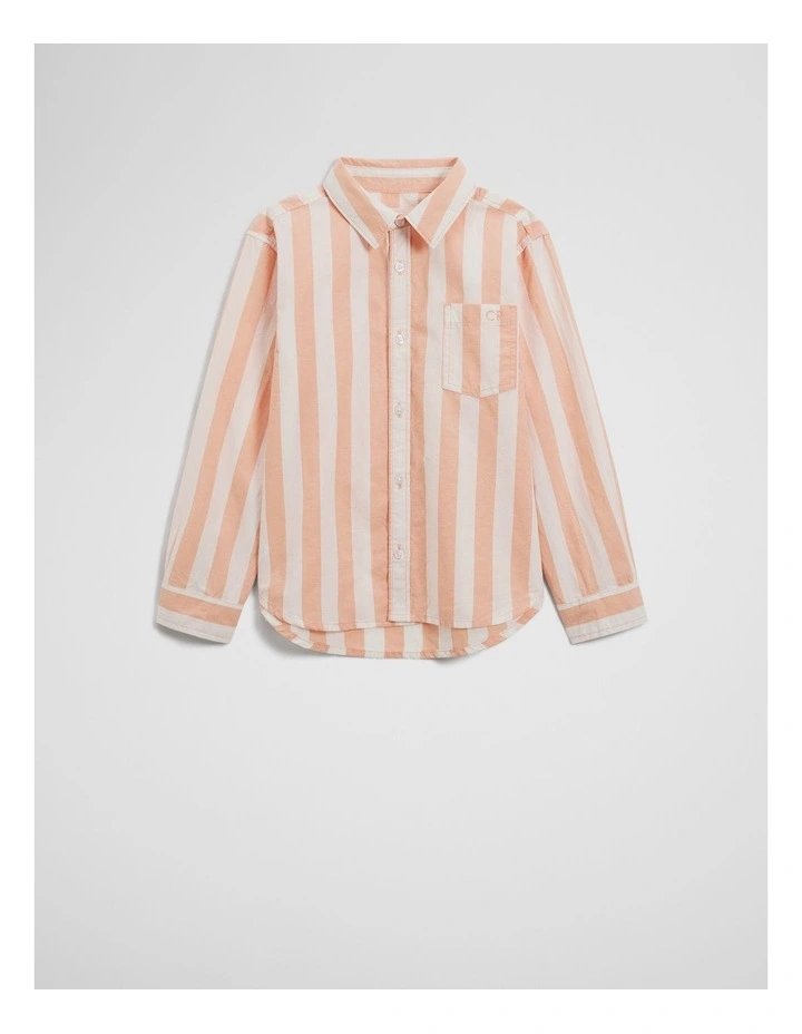 Organically Grown Cotton Blend Shirt in Papaya Stripe image 4