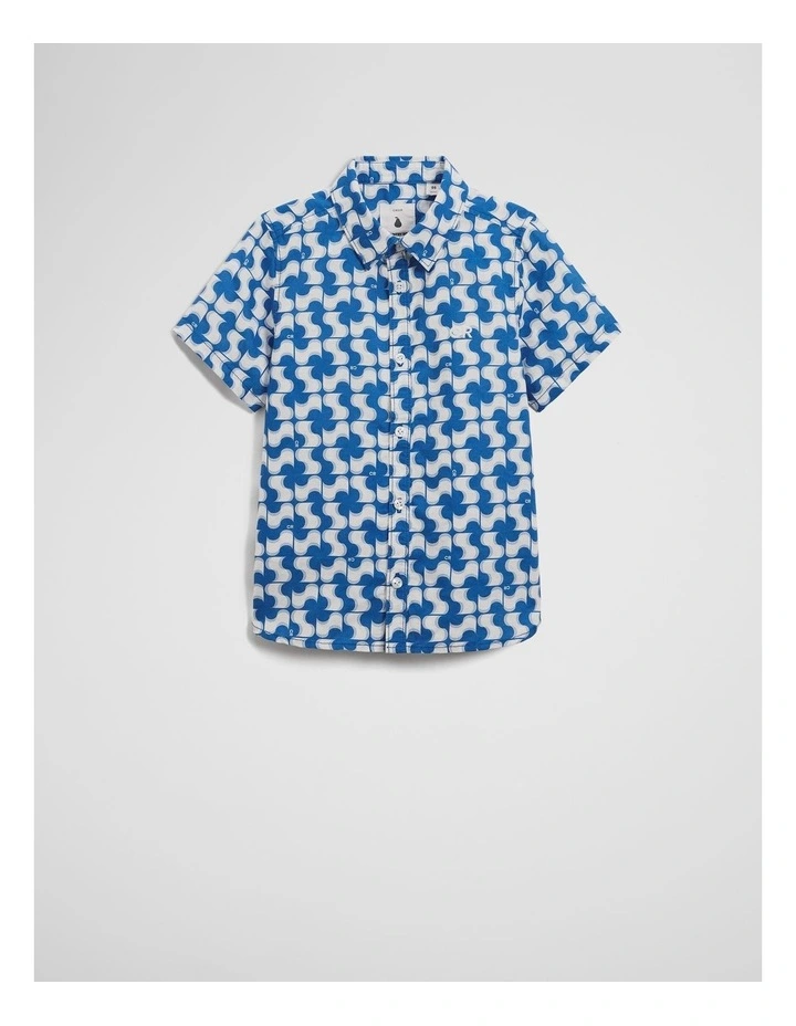 Wavy Geometric Shirt in Marine image 1
