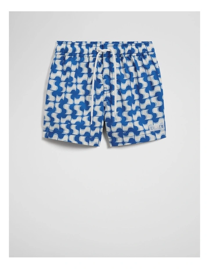 Recycled Blend Wavy Geometric Board Short in Marine image 4