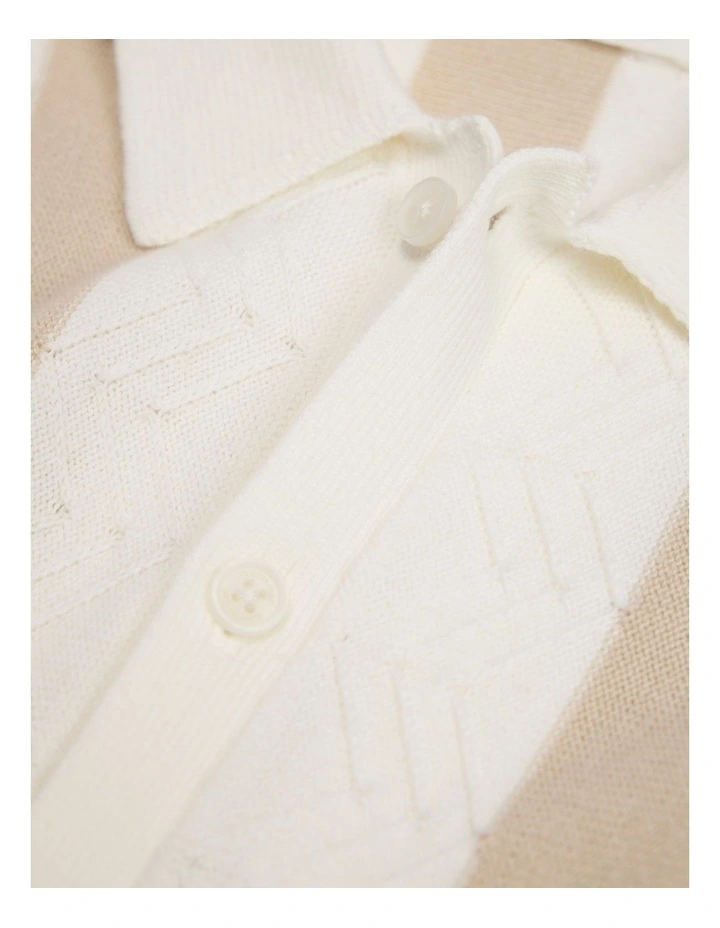 Cotton Wavy Knit Shirt in Shell image 4