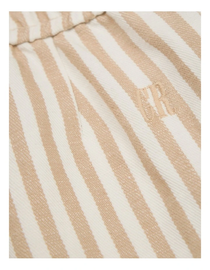 Cotton Linen Short in Latte Stripe image 5