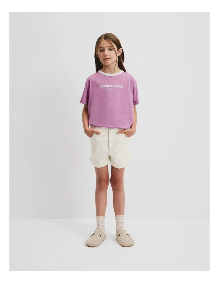 Australian Cotton Contrast Logo T-Shirt in Plum image 2