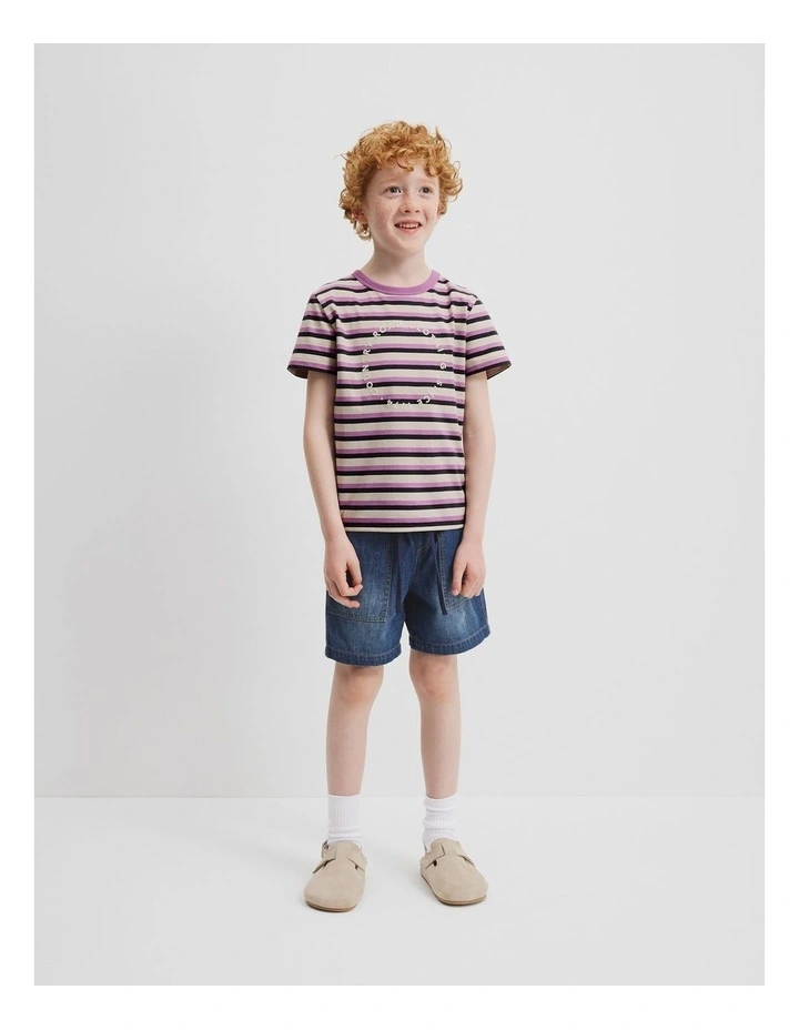 CR Circle Logo T-Shirt in Purple Stripe image 2