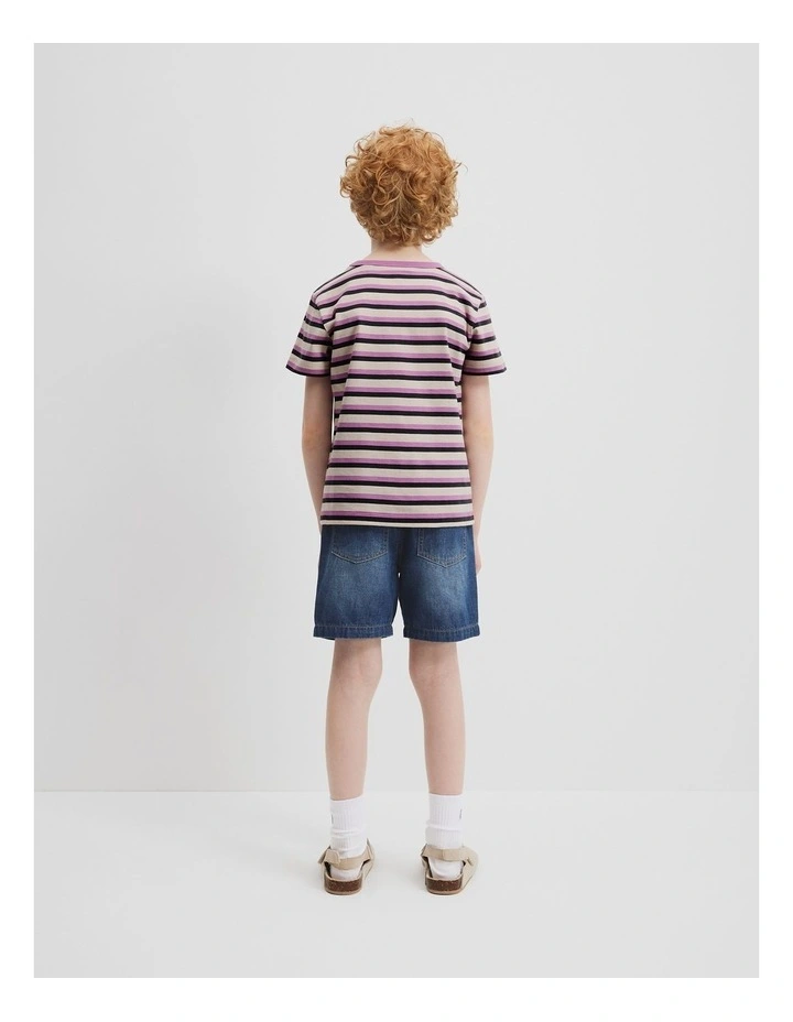CR Circle Logo T-Shirt in Purple Stripe image 3