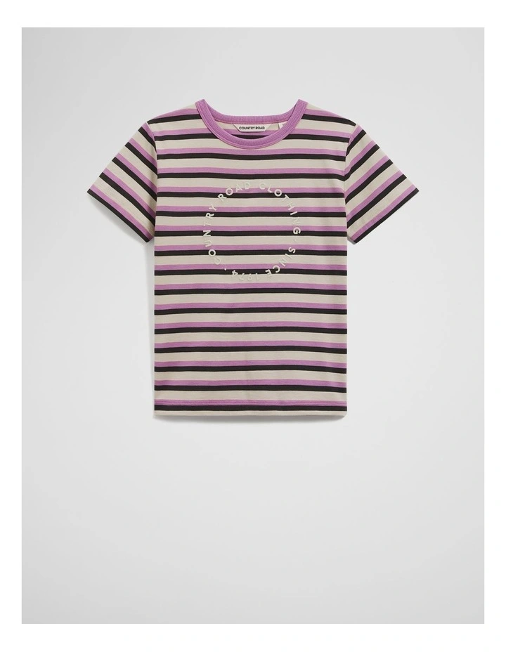 CR Circle Logo T-Shirt in Purple Stripe image 4