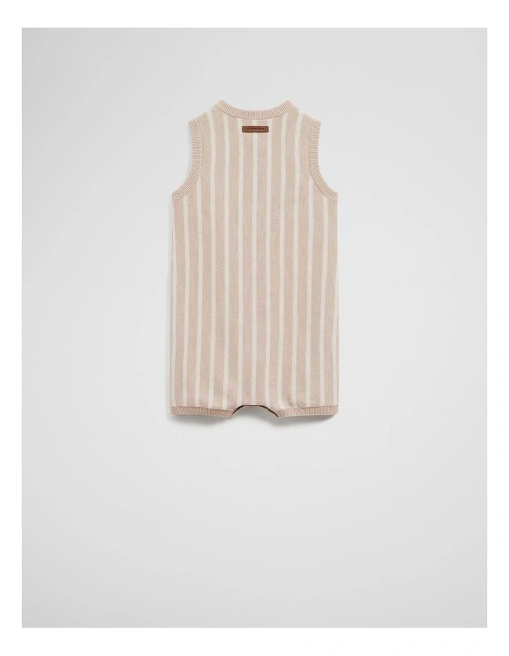 Country Road Organically Grown Cotton Stripe Knit Romper in Shell