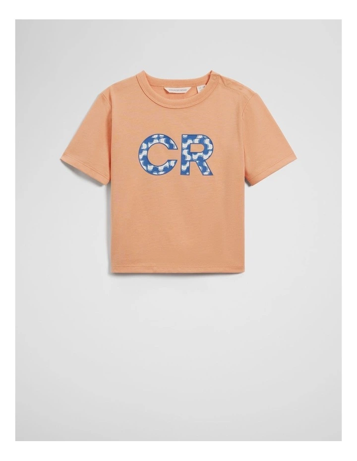 Gots-certified Organic Cr Logo T-shirt in Papaya image 1
