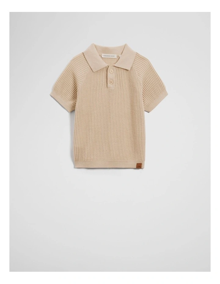 Organically Grown Cotton Knit Polo in Shell image 1