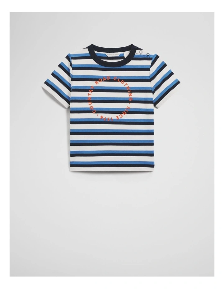 Country Road Circle Logo T-Shirt in Marine Stripe image 4