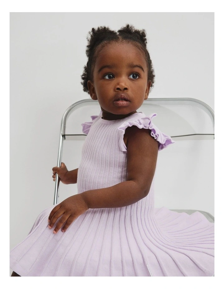 Organically Grown Cotton Blend Metallic Knit Dress in Lilac image 2