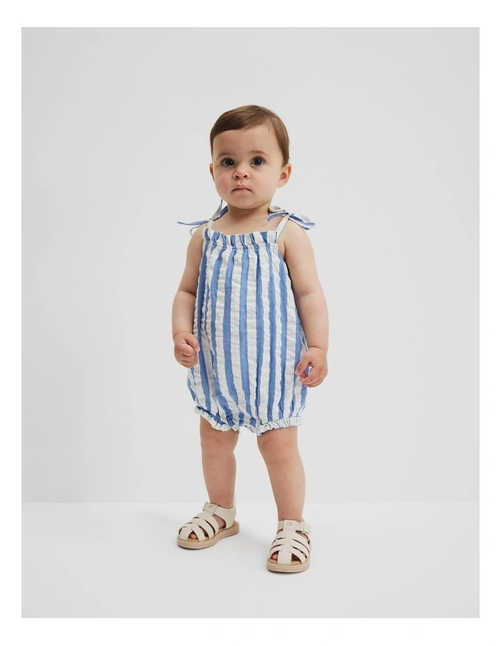 Metallic Stripe Romper in Marine Stripe image 1