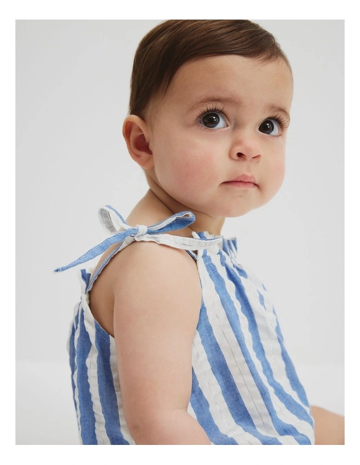 Metallic Stripe Romper in Marine Stripe image 2