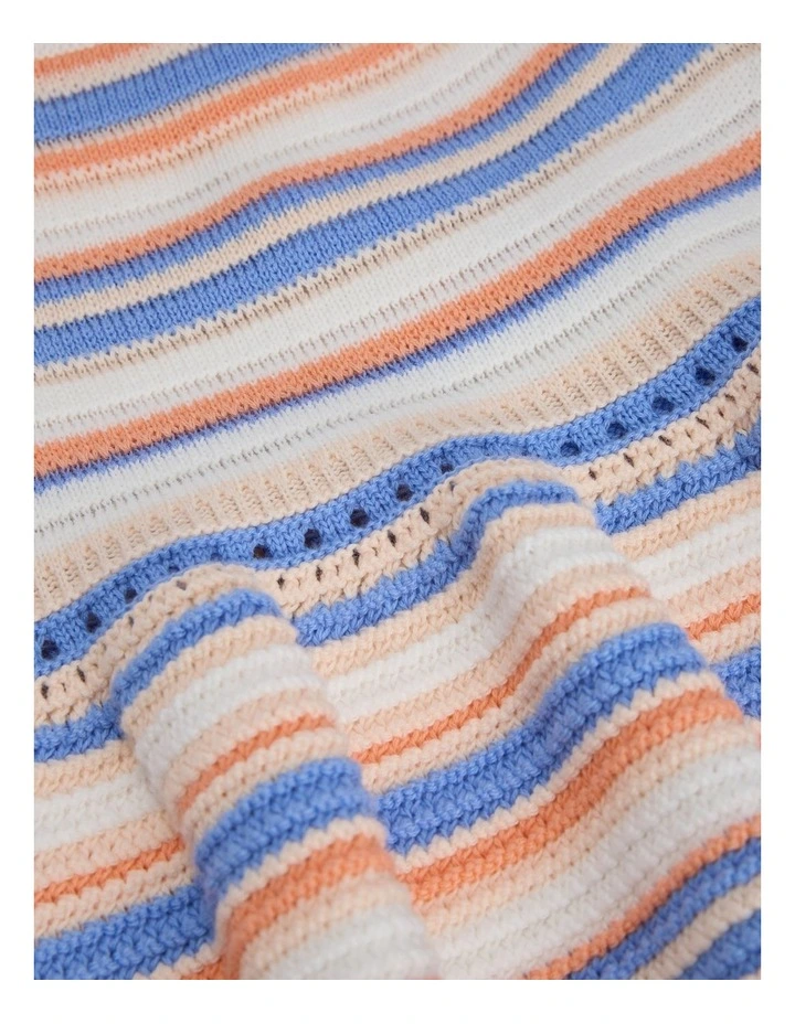 Cotton Stripe Knit Romper in Multicolour image 5