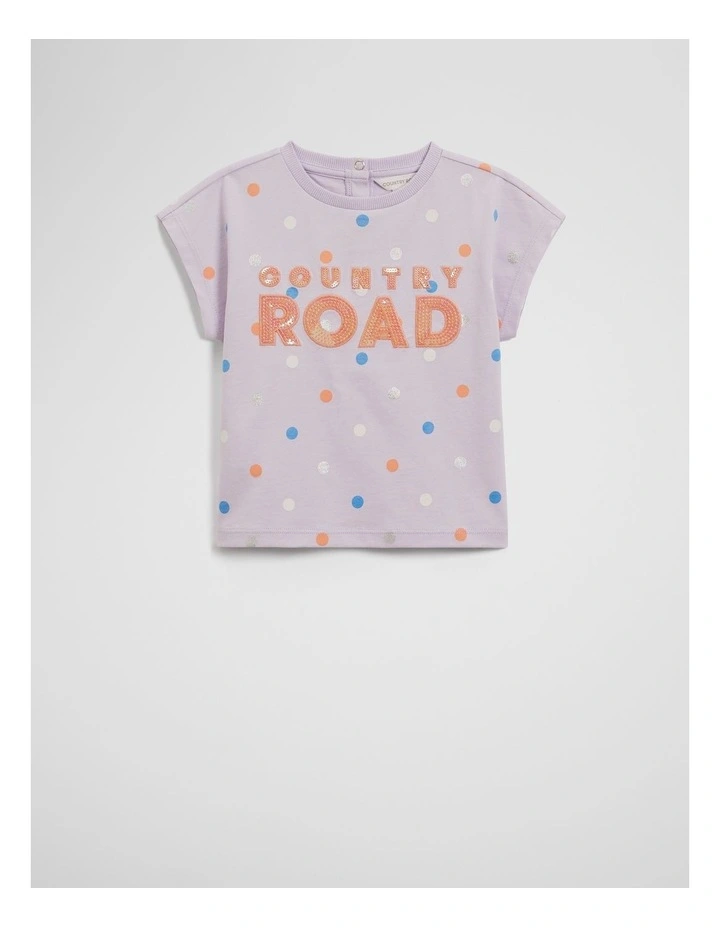 Sequin Logo T-Shirt in Multi Spot Lilac image 1