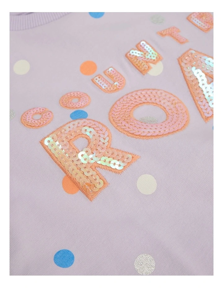 Sequin Logo T-Shirt in Multi Spot Lilac image 2