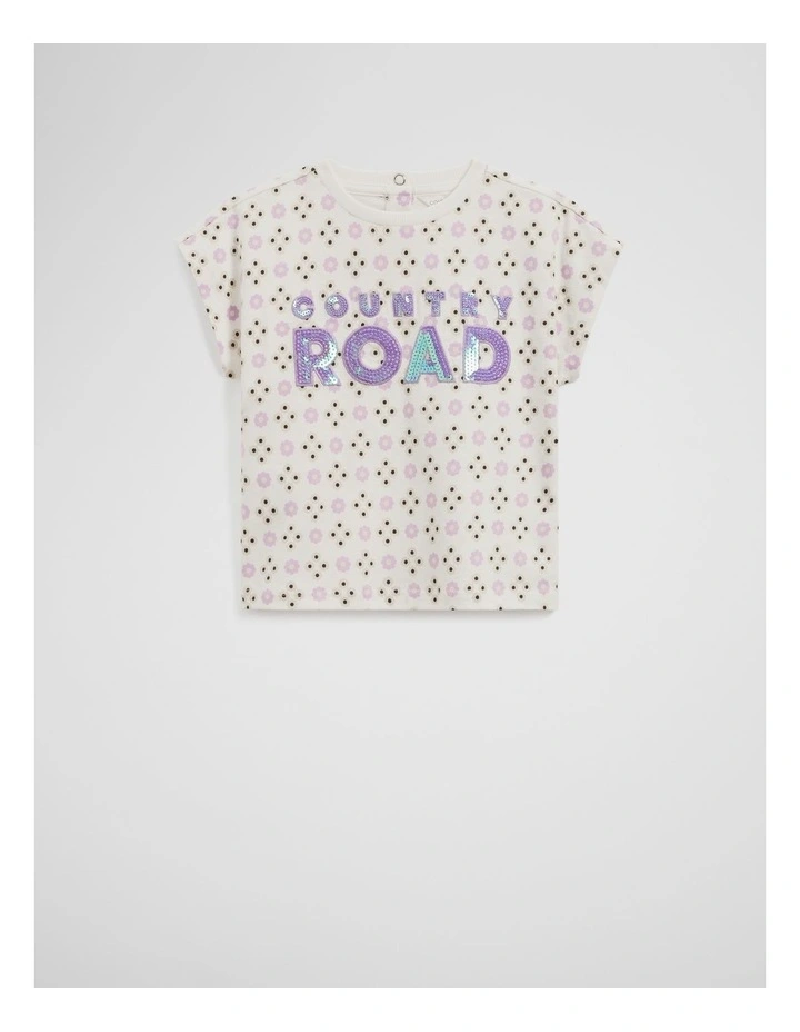 Sequin Logo T-Shirt in Geo Marsh image 1