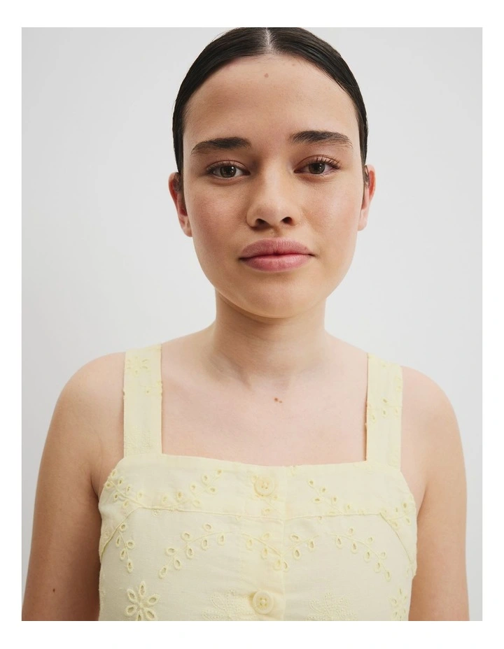 Teen Broderie Tier Gathered Dress in Butter image 3