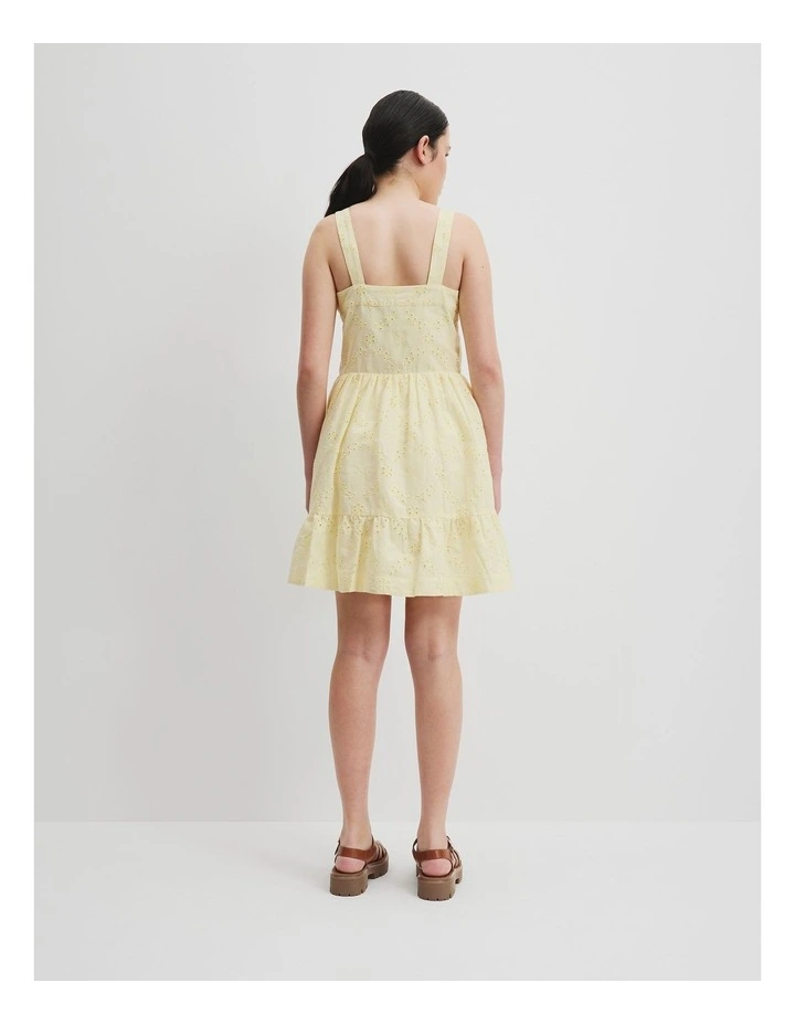 Teen Broderie Tier Gathered Dress in Butter image 4