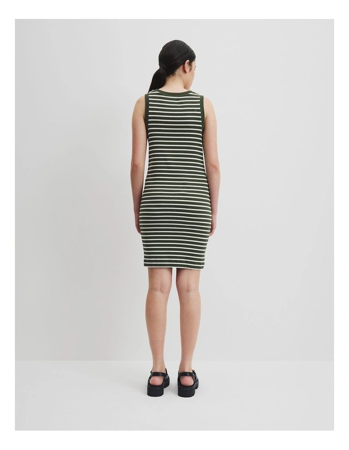 Teen Rib Knit Tank Dress in Dark Olive Stripe image 4