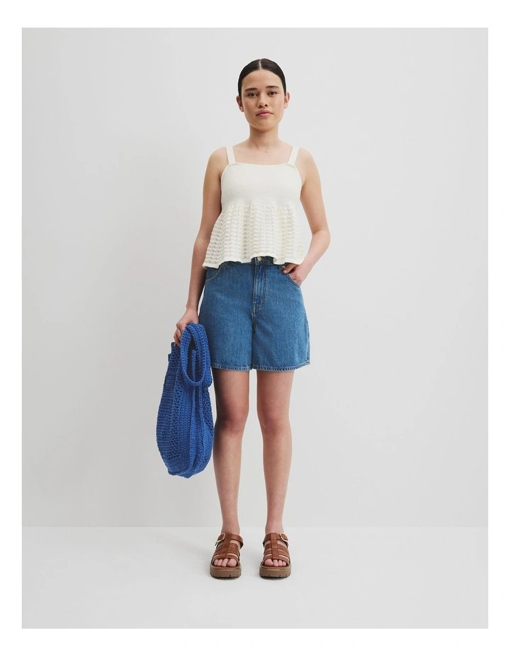 Teen Organically Grown Cotton Textured Knit Cami in Marshmallow image 1