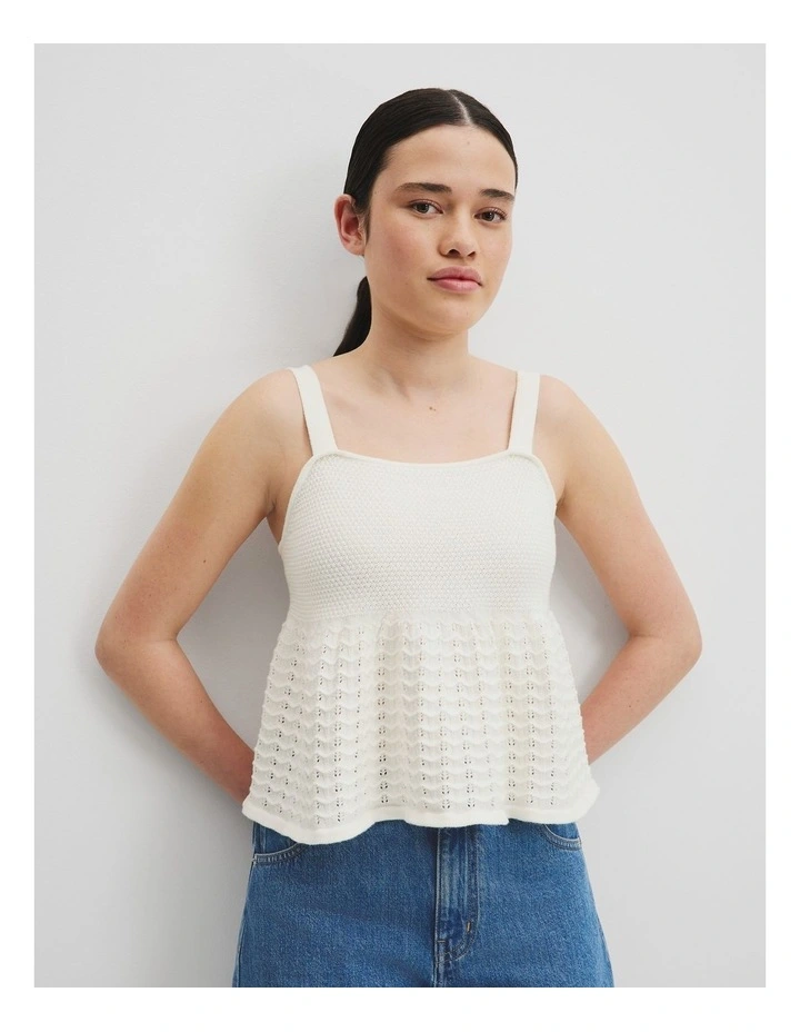 Teen Organically Grown Cotton Textured Knit Cami in Marshmallow image 2