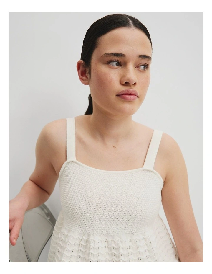 Teen Organically Grown Cotton Textured Knit Cami in Marshmallow image 3