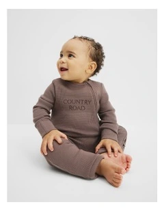 Organically Grown Cotton Waffle Jumpsuit in Chocolate