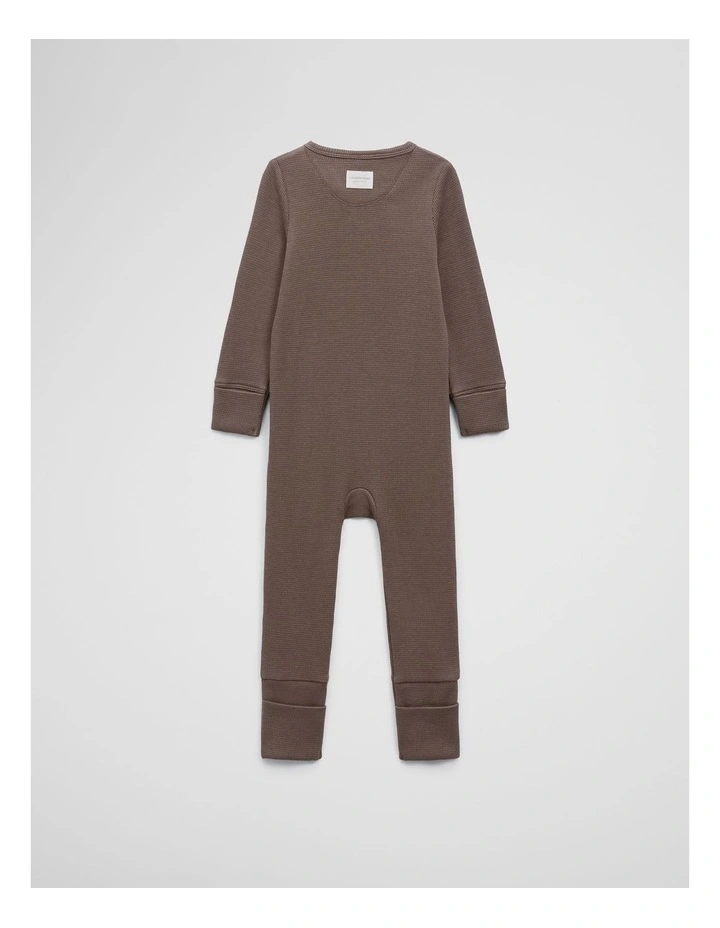 Organically Grown Cotton Waffle Jumpsuit in Chocolate image 3
