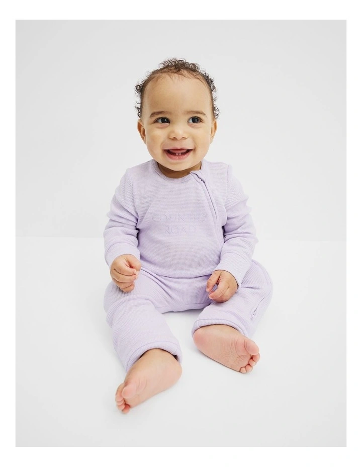 Organically Grown Cotton Waffle Jumpsuit in Lilac image 1