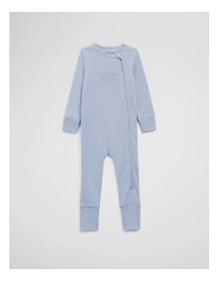 Organically Grown Cotton Waffle Jumpsuit in Bluebell