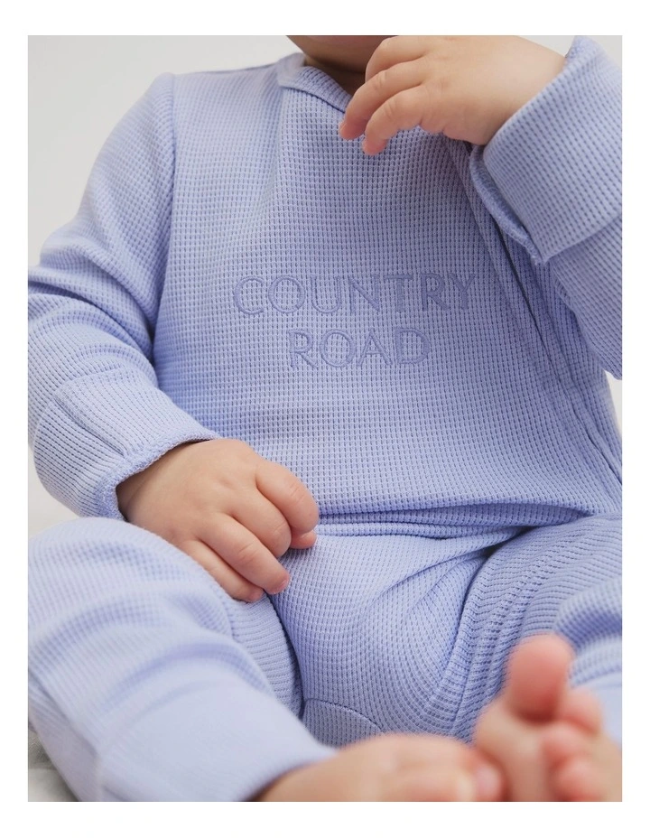 Organically Grown Cotton Waffle Jumpsuit in Bluebell image 3