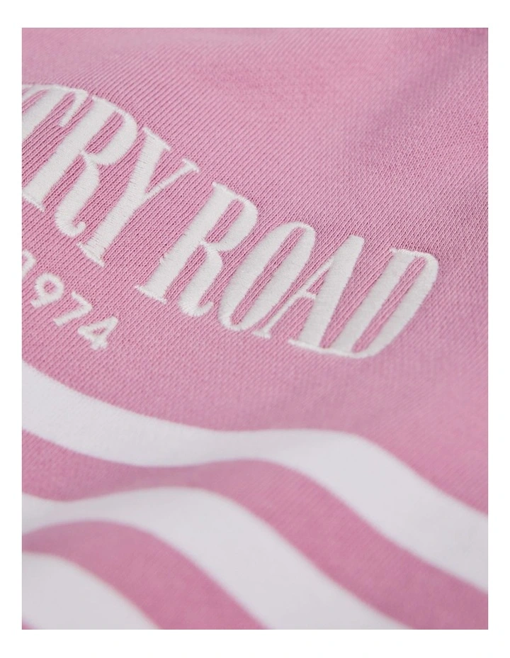 Organically Grown Cotton Logo Oversized Long Sleeve Bodysuit in Berry Stripe image 3