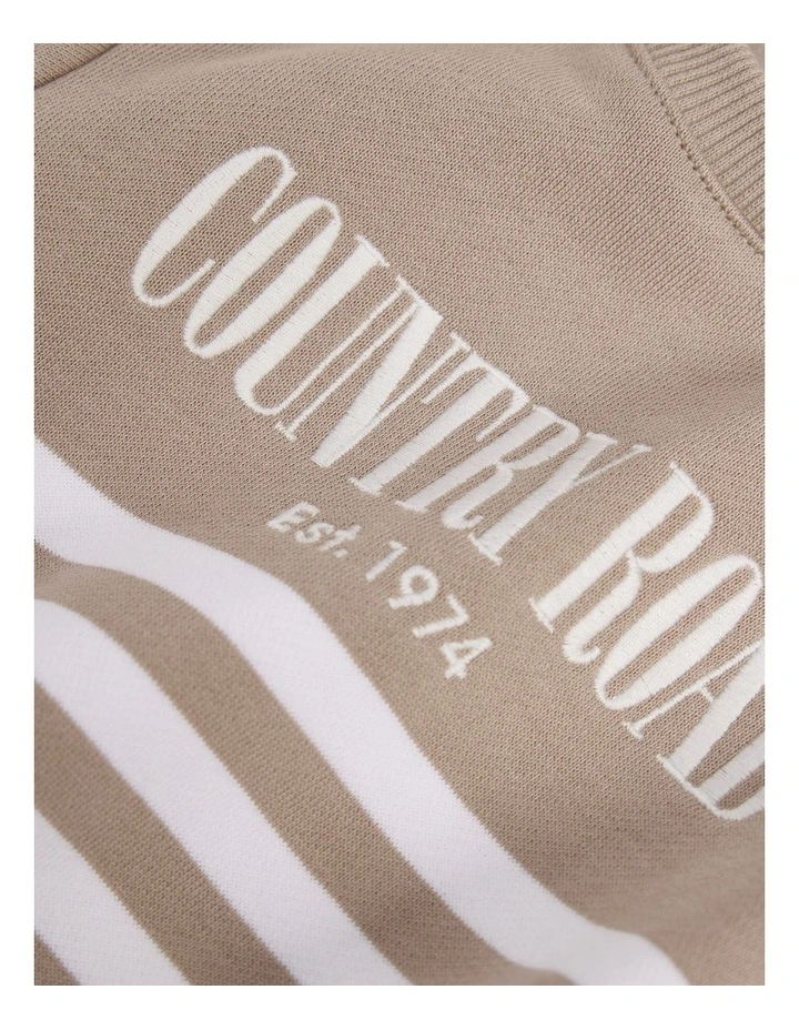 Organically Grown Cotton Logo Oversized Long Sleeve Bodysuit in Mushroom Stripe image 3
