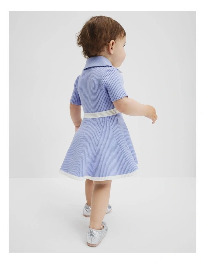 Collared Short Sleeve Knit Dress in Bluebell image 3