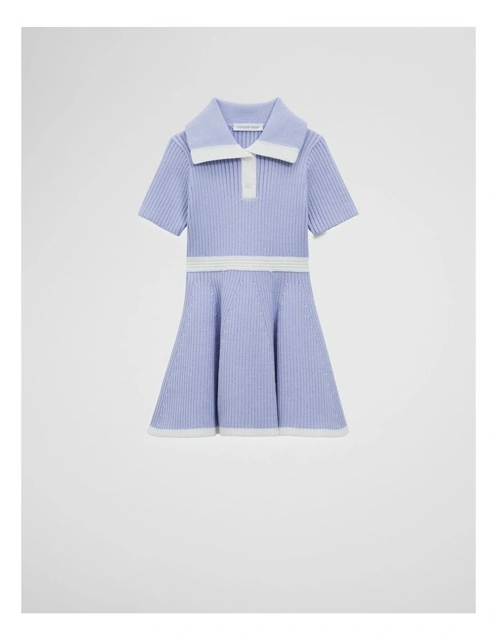 Collared Short Sleeve Knit Dress in Bluebell image 4