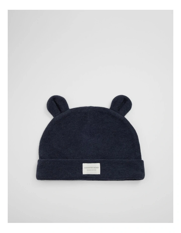 Newborn Beanie in French Navy Marle image 1