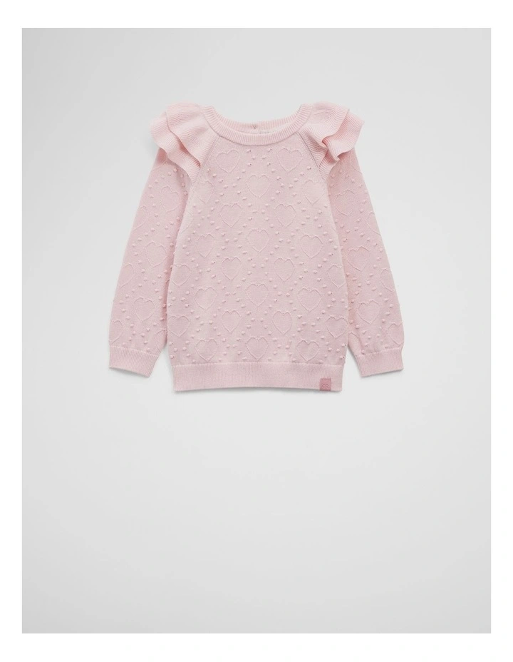 Organically Grown Cotton Pointelle Knit Pullover in Mineral Pink image 1