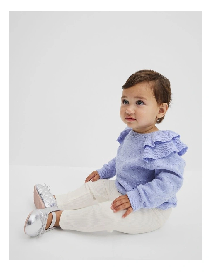 Organically Grown Cotton Pointelle Knit Pullover in Bluebell image 1