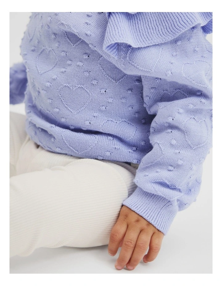 Organically Grown Cotton Pointelle Knit Pullover in Bluebell image 2