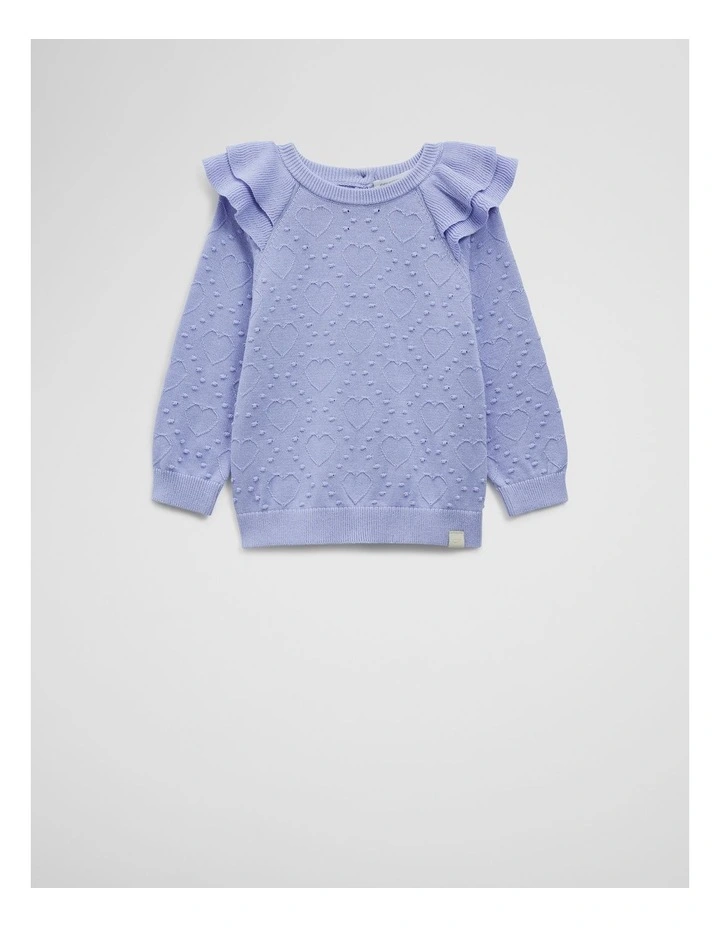 Organically Grown Cotton Pointelle Knit Pullover in Bluebell image 4