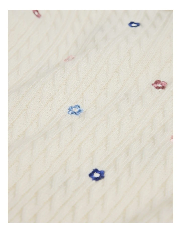 Cable Floral Pullover Knit in Marshmallow image 2