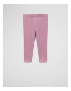 Organically Grown Cotton Blend Solid Rib Legging in Berry