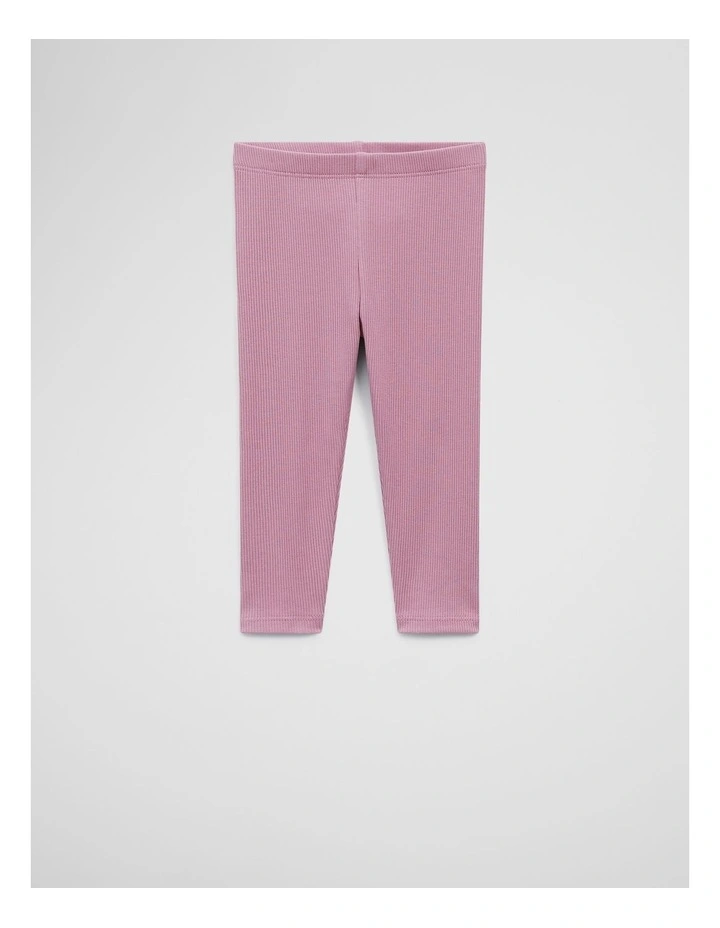 Organically Grown Cotton Blend Solid Rib Legging in Berry image 1